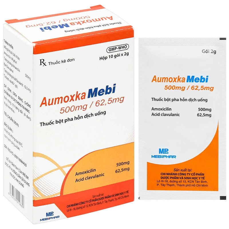 Aumoxka Mebi 500mg/62,5mg điều trị nhiễm khuẩn (10 gói x 2g) - 